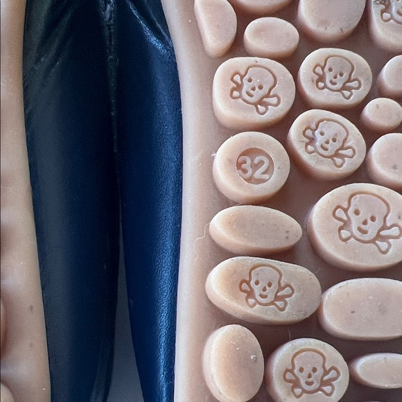 Kids Navy Blue Stitched Faux Snakeskin Loafers - Picture 6 of 7